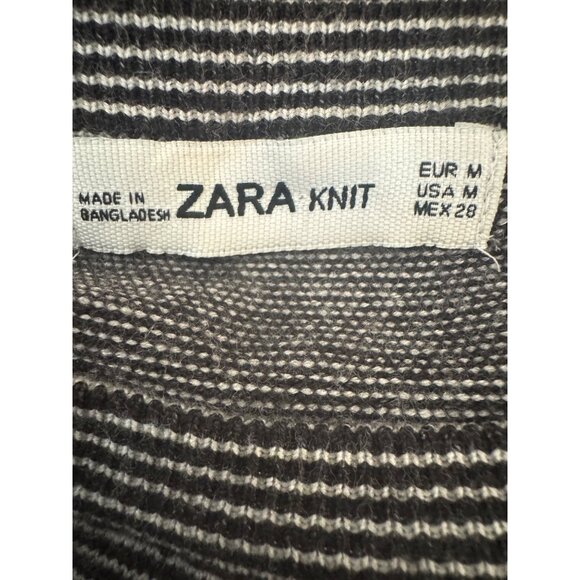 2/$30 ZARA Knit Black & White Medium Striped Sweater Crew Neckline - Picture 2 of 14